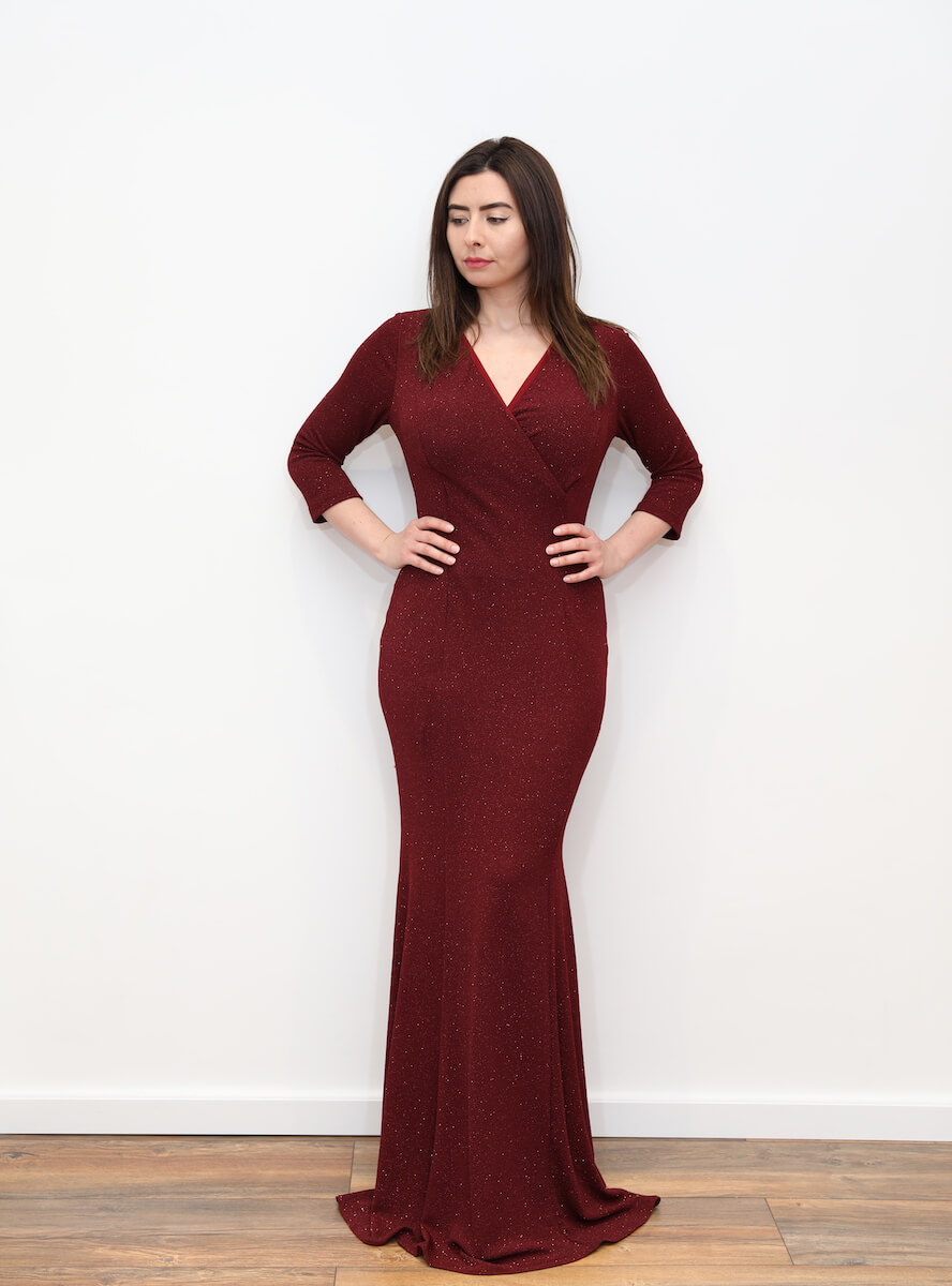red glitter maxi dress
