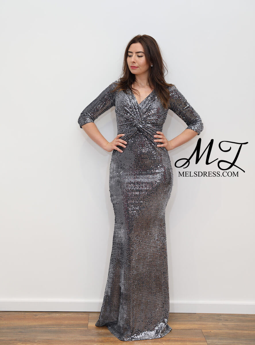 grey velvet gown