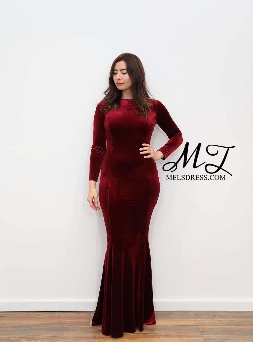 red velvet maxi dress