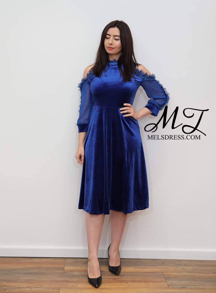 cobalt velvet dress