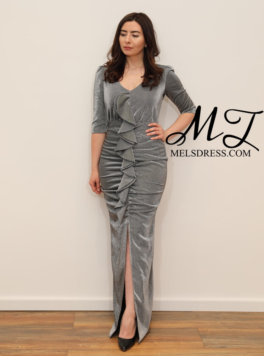 silver glitter maxi dress